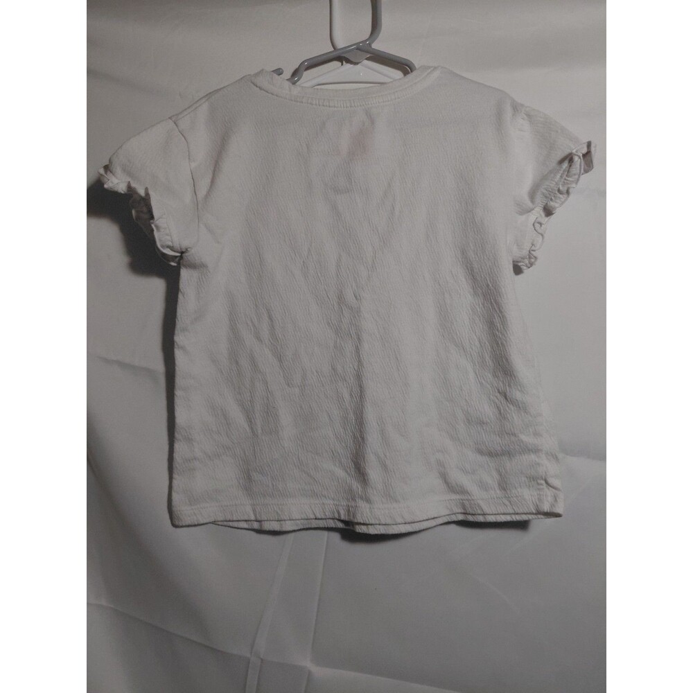 Cat & Jack White Girls Shirt w/ Frilly arm cuff Size S 6/7